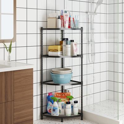 China Home Stainless Movable Stored Standing 4 Tier Kitchen Corner Organizer Corner Shelf Storage Racks for sale