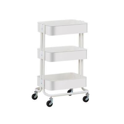 China Minimalist Kitchen Organizer Hand Carts Makeup Four Rolling Beauty White Three Tier Cleaning Without Guards Roll Hand Cart for sale