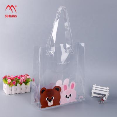 China Fashion Beach Bag With Handle Wholesales Clear PVC Women SD Plastic Bags Fashion 0.3-0.5mm PVC Zhejiang No Printing 7-12 Working Days for sale