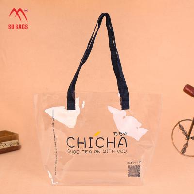 China Fashion Clear PVC Bag Women SD Bags Transparent Fashion Zhejiang Accept Customized No Logo 0.3-0.5mm 250pcs/ctn Printing 40X36X10 Handle for sale