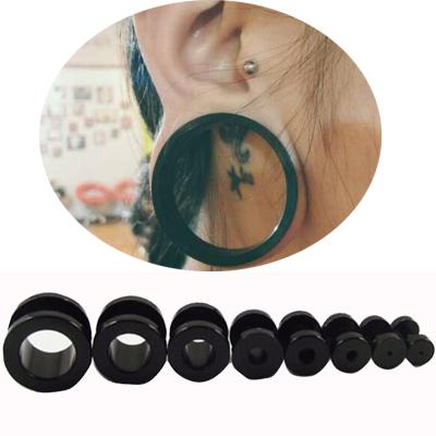 China High Quality Attractive Black Cartilage Flare Earrings Ear Plug Acrylic Flat Screw Fit UV Ear Flesh Tunnel Body Jewelry for sale