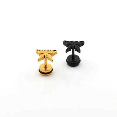 China 1 Pair 1.2*6*6/(8*10)mm Stainless Steel Butterfly Laser Cartilage Earrings High Quality Attractive Earring Cut Ear Piercing Plugs for sale