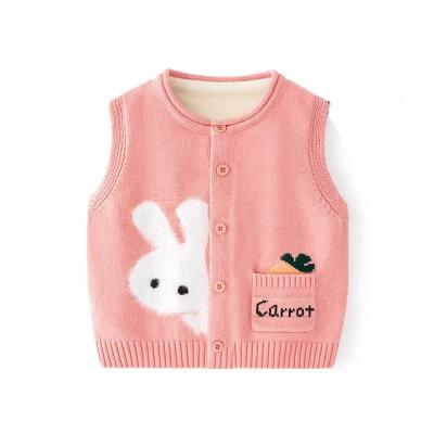 China Custom Cute Baby Anti Shrink A Grade Cotton Sheared Cardigan Knit Sweater Vest For Kids for sale