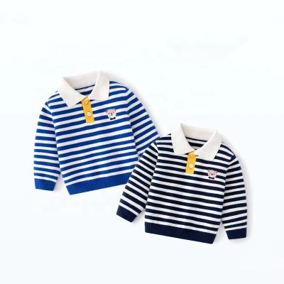 China Boys Knitted Lapel Cotton Sleeve Pullover Sweaters 2023 Eco-friendly Customized Baby Anti-Shrink Long Sleeve for sale