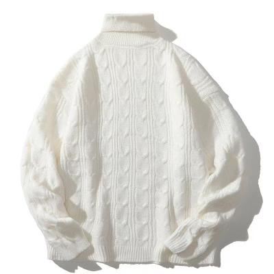 China Anti-wrinkle OEM ODM manufacturer design heavy turtle neck men sweater knit casual simple pullover sweater for sale