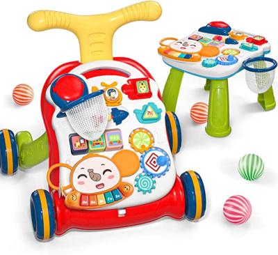 China Ride on Toy Baby Learning Walker Sit-to-Stand Baby Walker with Wheels Entertainment Table Kids Early Educational Activity Center for sale