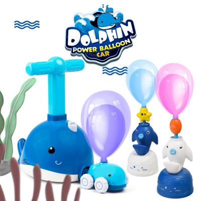 China Cartoon Dolphin Air Balloon Air Cars Push Back Toys for Boys and Girls 18*13*22.5cm for sale