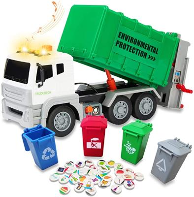 China Rubbing Wheel Garbage Truck Toy with 4 Rear Loader Bins Empty Toy Truck Play Vehicles Car for sale