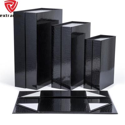 China Recyclable Custom Printing Luxury Black Book Shaped Cardboard Rigid Clamshell Gift Box Foldable Paper Magnetic Gift Box Packaging for sale