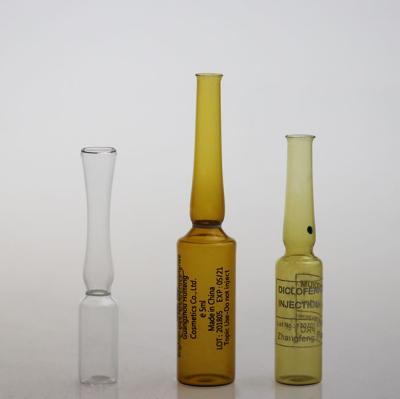 China Personal Care Wholesale Empty Amber Clear Glass Ampoules Vials 1ml 2ml 3ml 5ml Glass Ampoule For Injection à venda