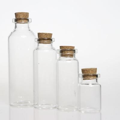 China Small plant 2ml 5ml 10ml 15ml 20ml 30ml gias vial bottle with wood wishing lid and drift bottle with cork lid for sale