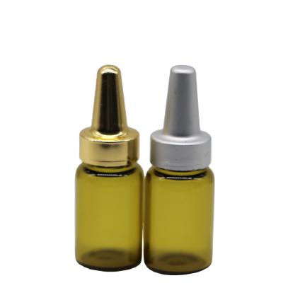 China Personal care essential oil galss bottle with horn 2ml 3ml 5ml glass bottle aluminum vial for essence for sale