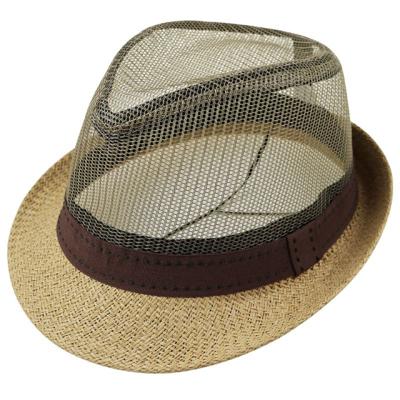 China Wholesale Custom Dobby Summer Fashion Man Sun Mesh Felt Hat Panama Hat Mesh Beach Straw Hat for sale