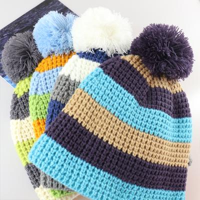 China COMMON hot sale custom made high quality winter colorful women knitted hat beanie pom pom winter cute hats for sale