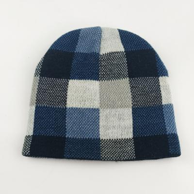 China COMMON Custom Made High Quality Soft Keep Warm Winter Hat Fashion Unisex Plaid Beanie Knitted Hat for sale