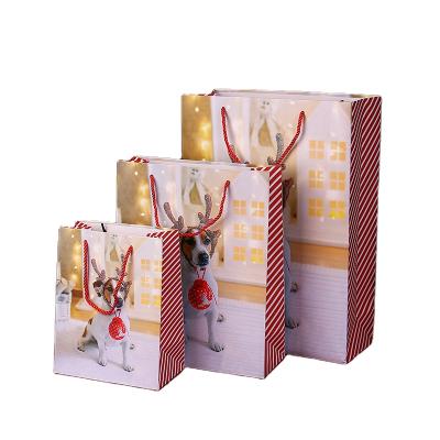 China Recyclable wholesale custom logo paper Christmas kraft paper gift shopping takeway bags for shopping for sale