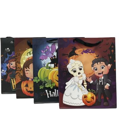 China Good Quality Recyclable White Cardboard Hallowmas Large Boutique Ready Ship Brown Logo Cartoon Luxury Paper Shopping Bag for sale