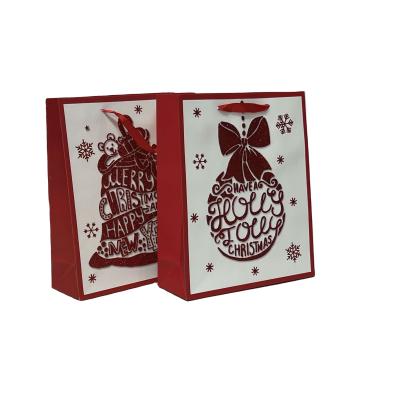 China Factory Recyclable Ready To Ship Wholesale Christmas Printed Luxury White Gift Bag For Shopping Paper for sale