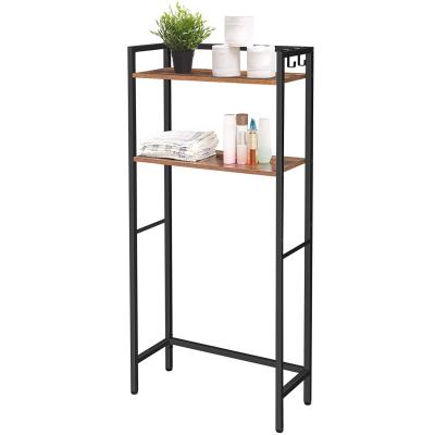 China Industrial Toilet Storage Rack, 2-Tier Bathroom Space Saver With Hooks, Bathroom Over - The Organizer Toilet Rack for sale