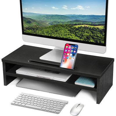 China Sustainable Wooden 2-Tier Monitor Stand Riser, Computer Monitor Shelf for Desk with Storage Organizer, Laptop and Printer Desktop PC Holder Stand for sale