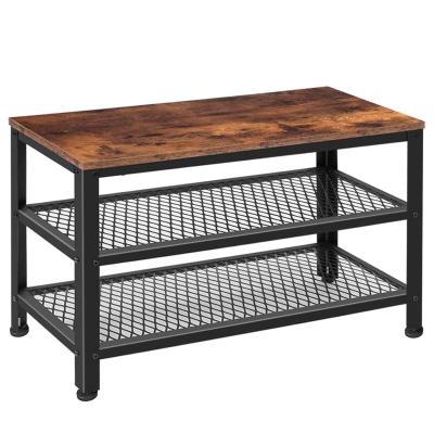 China Industrial Shoe Bench, 3-Tier Shoe Rack Bench With Mesh Shelves, Sturdy Entryway Bench With Shoe Storage for sale