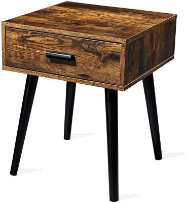 China Industrial Nightstand with 1 Drawer Bed Side Table, Small Living Room Stable Wood Legroom End Table for sale