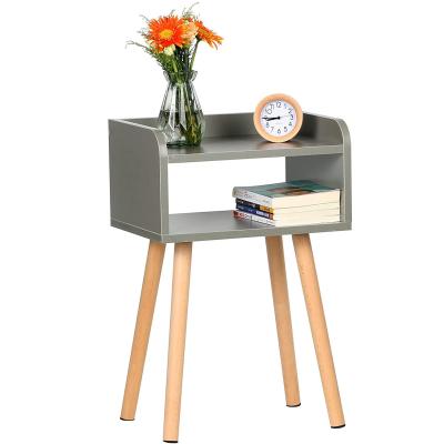 China Nightstand Industrial Mid Century Modern Bedside Table With Solid Wood Legs for sale