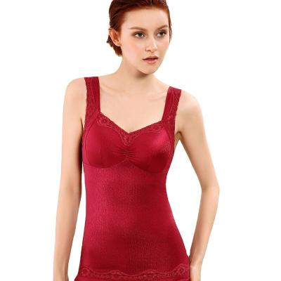 China Breathable New Women's Vest One-Piece with Chest Pad Sunderwear-Free Belly Contracting Long Comfortable Home Lace Camisole for sale