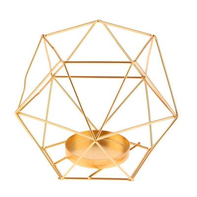 China Hot Sale Gold 3D Iron Candle Holder Home Industrial Geometric Candlestick Decoration Home Ornament Props For Wedding Party for sale