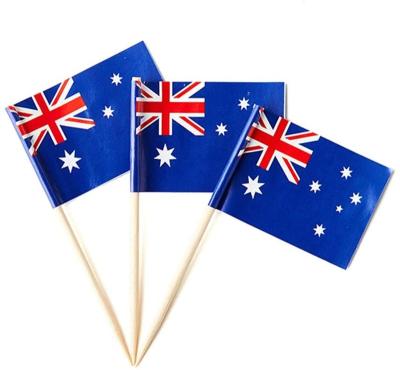 China Custom Printing Health Care Institutes Party Decoration Wood Pick Flag Australia Foothpick Paper Flag for sale