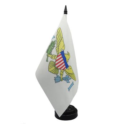 China High Quality Reusable 14x21cm Table Flag The US Virgin Islands Desk Flag With Plastic Base for sale