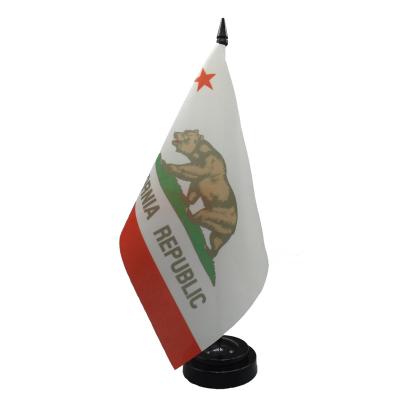 China High Quality Reusable 14x21cm Table Flag California Desk Flag With Plastic Base for sale