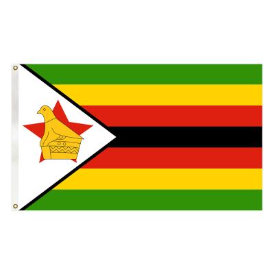 China High Quality Reusable Double Sided Flag 90x150cm Polyester Zimbabwe Flag With 2 Grommets for sale