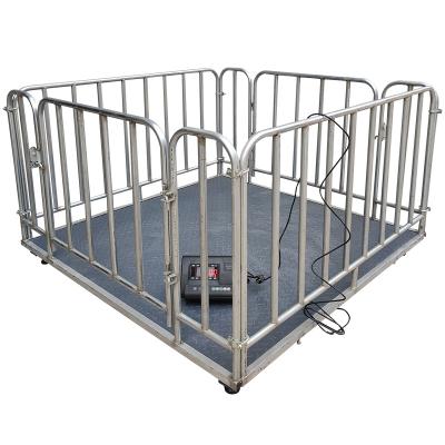 China Carbon Steel 1000kg Electronic Scale With Fence Weighing Weighbridge Livestock Scale Animal Scale for sale