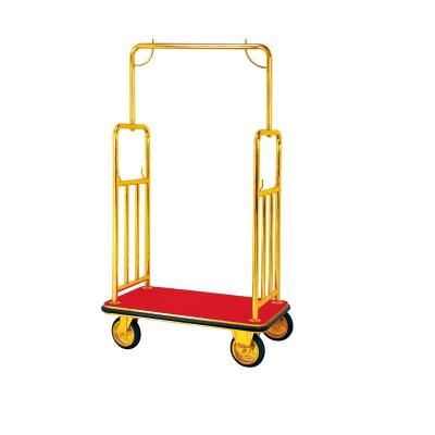 China Easy Assemble Market Manufacturer Best Selling Durable Reliable Hotel Luggage Trolley Gold For Sale for sale