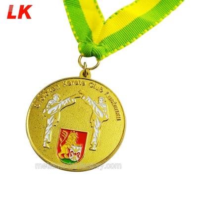 China Custom manufacture gold metal medallions karate medals karate medal and ribbon from Europe for sale