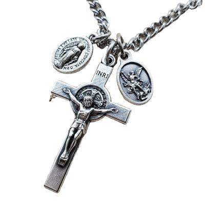 China Saint Samurai Saint Samurai Kung Fu Katana Sword Sterling Silver Antique Religious Necklace Pendant for sale