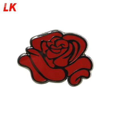 China Personalized europe valentines day enamel custom engraved shapem rose flower pins for sale