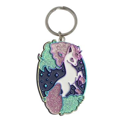 China Lucky factory metal bling glitter metal lucky horse keychains from china for sale