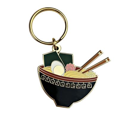 China Metal Maker Custom Lovely Cute Metal Keychains Soft Enamel Food Noodles Key Chain for sale