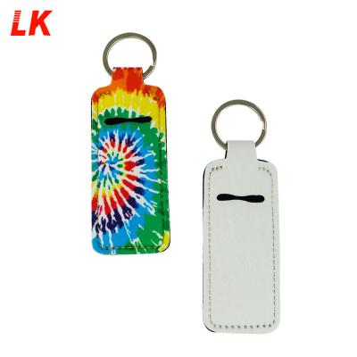 China Custom Wholesale Empty Lip Balm Stick Holders Sublimation Neoprene Lipstick Holder Key Chain for sale