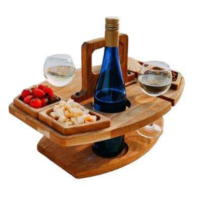 China Europe Picnic Table Portable Trailing Wine Tray Wine Cup Fruit Tray Wooden Wild Table for sale