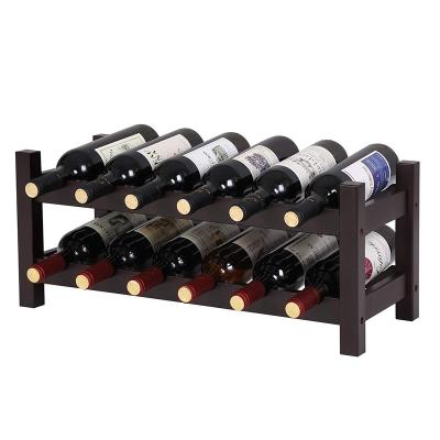 China Sustainable Bamboo Wood Modular Wooden Wine Rack Storage Rack Wooden Wine Rack Display Shelve for sale