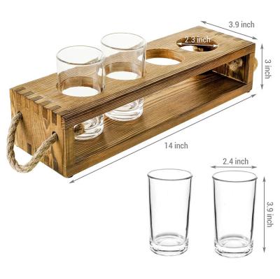 China Sustainable Farmhouse Wine Cup Bracket Beer Cup Holder Wooden Spring Cup Holder for sale