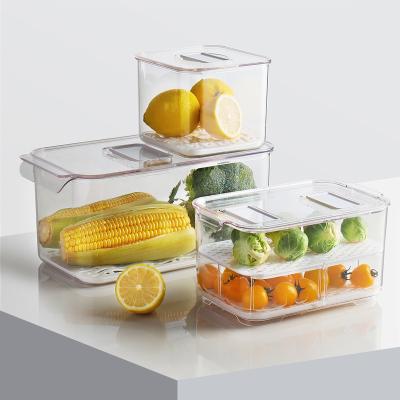 China Viable Transparent Clear Refrigerator Fruits And Vegetables Storage Container Crisper Box for sale