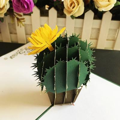 China Europe Beauty 3d Cactus Pop Up Flower Greeting Card Paper Cut 3d Invitation Cards for sale