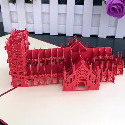 China Europe Famous Westminster Abbey UK Building 3d Pop Up Business Invitation Card Laser Cutting 3d Cards for sale