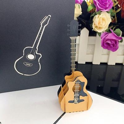 China Europe Fancy 3d Guitar Pop Up DIY Music Invitation Greeting Card Laser Cut Party Invitation Card for sale