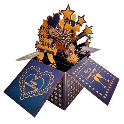 China Europe original design 3d pop up birthday invitation card laser cutting 3d box card for sale