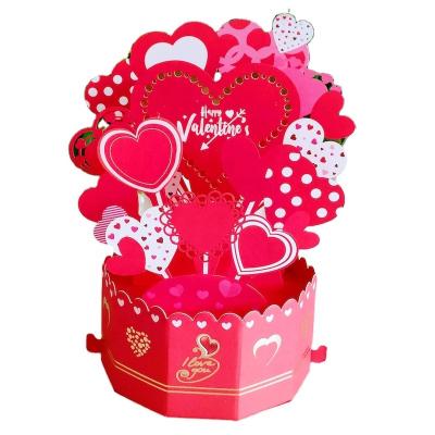 China Europe heart shape 3d pop up valentine's day greeting card laser cutting wedding invitation cards for sale